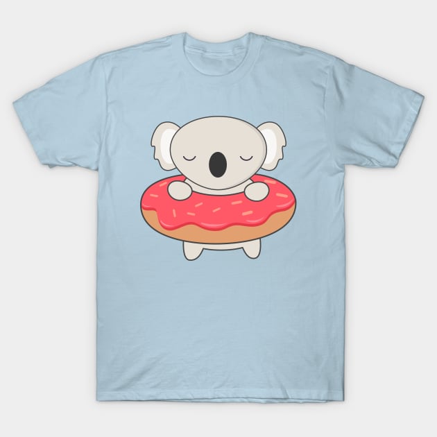 Kawaii Cute Koala With Donut T-Shirt by happinessinatee